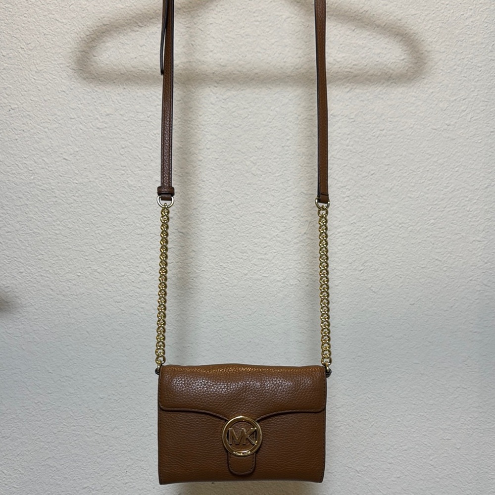 Michael Kors Brown Crossbody Bag with Gold Chain